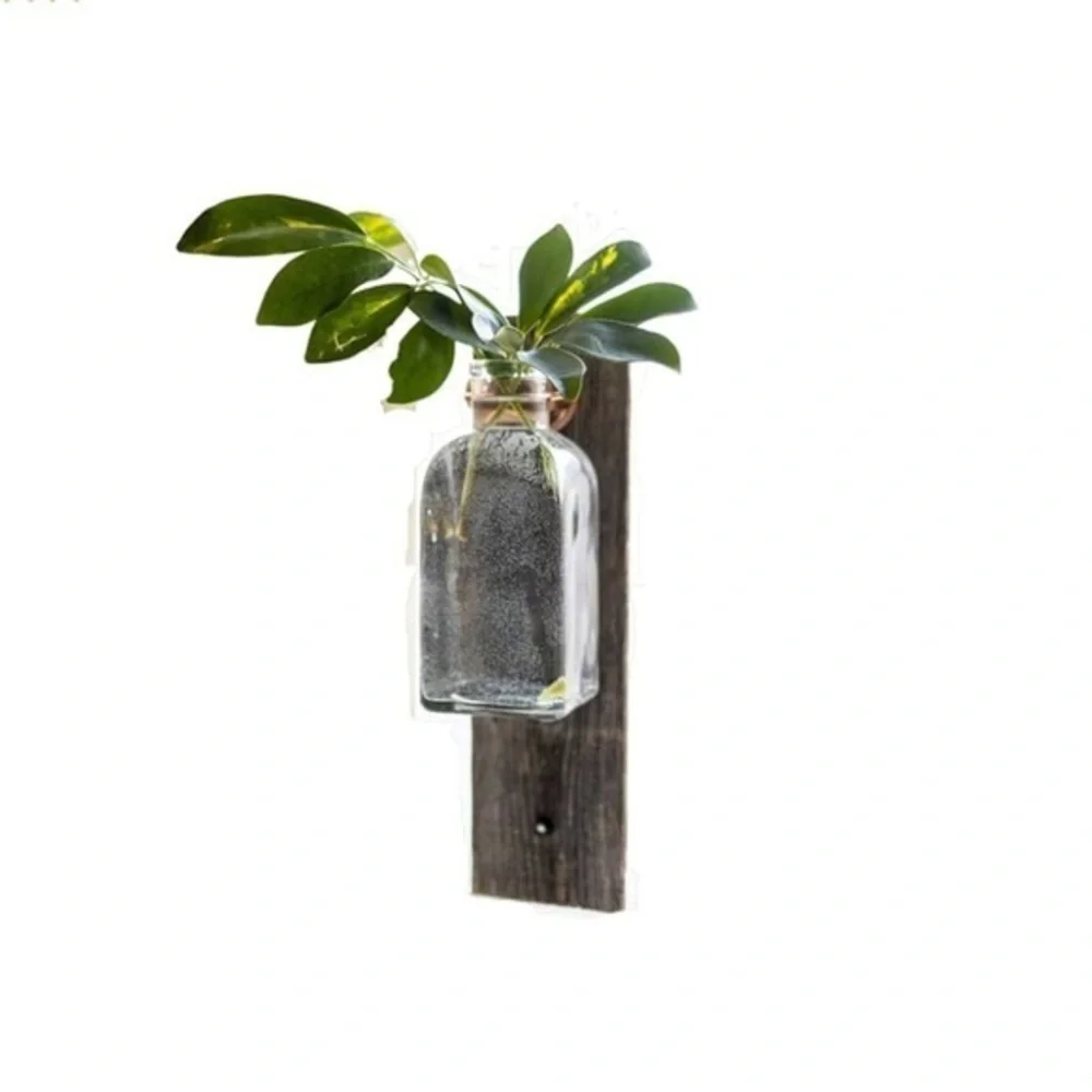 Rustic Wall Mounted Glass Vase with Greenery